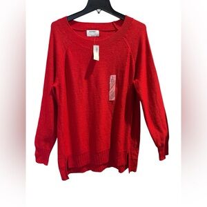 Old Navy Women's Bright Red Crew Neck Sweater